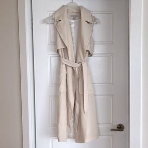 H&M Cream Sleeveless Trench Vest with Tie Belt